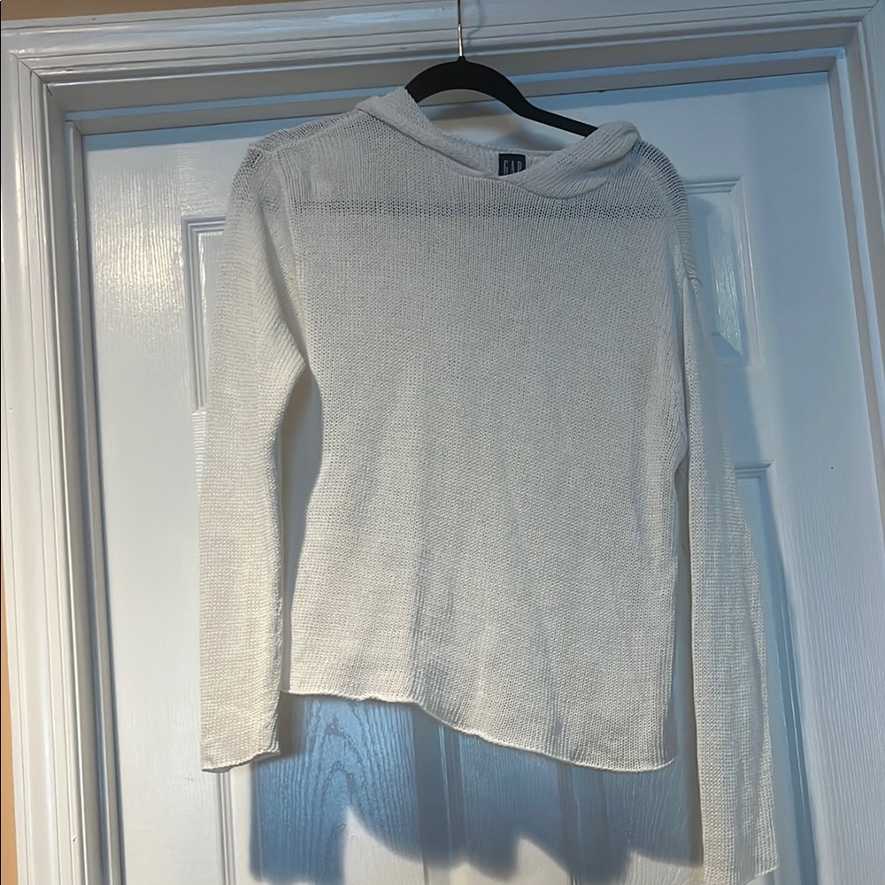 GAP White Sweater Knit Hoodie